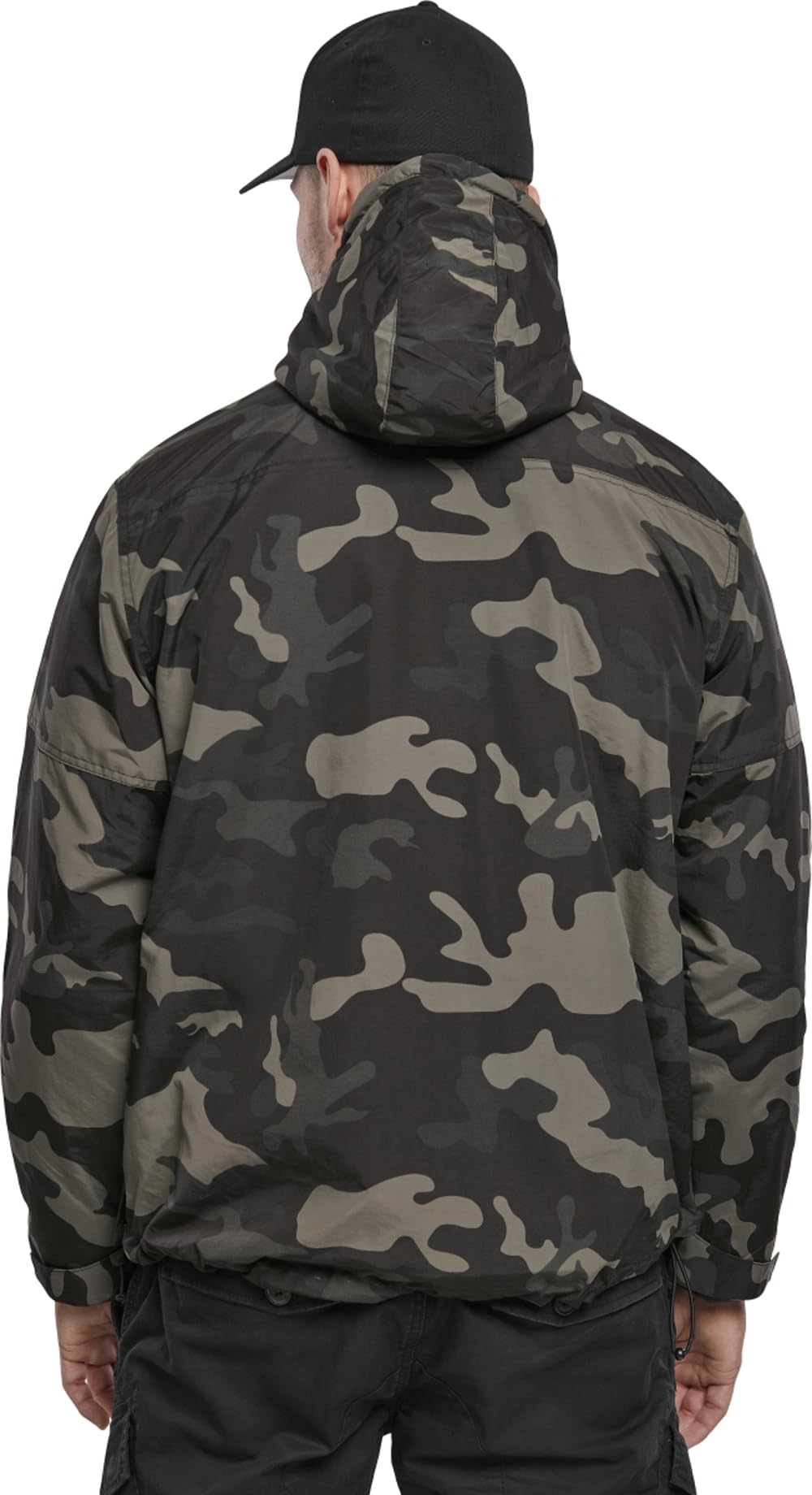 Brandit windbreaker adjustable hood and cuffs closeup shows customizable protection against wind.