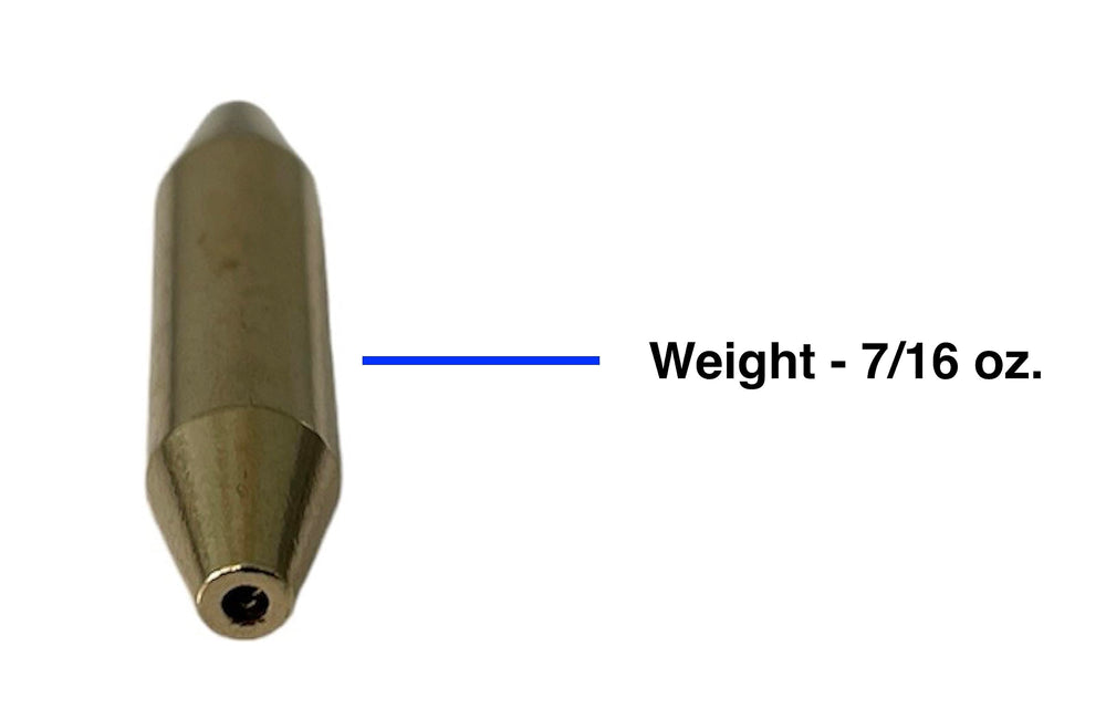 Brass inline spinner lure body 7/16 oz Bucktail Musky/Pike - top-down view