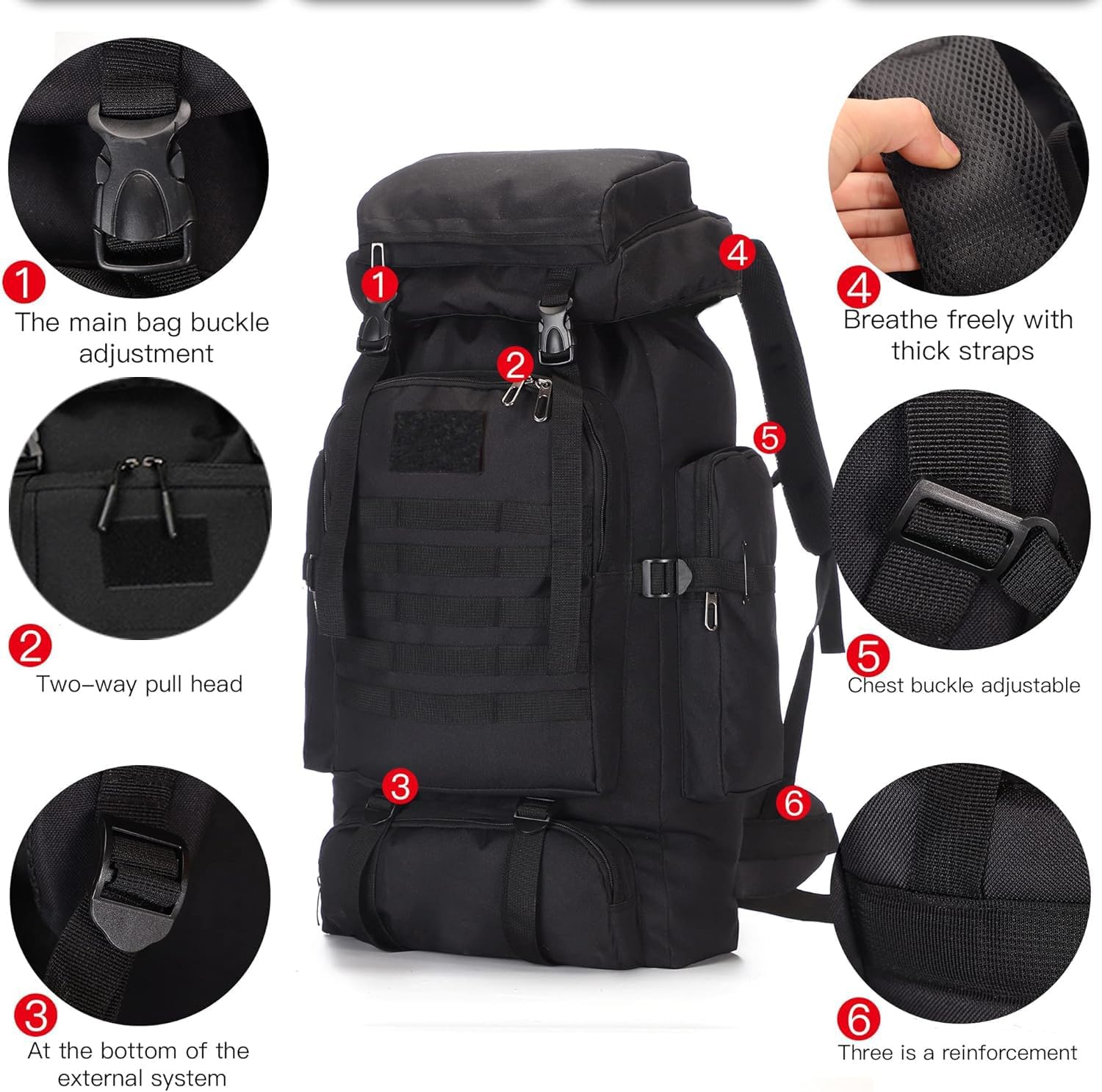 BRAVECOW 100L backpack ergonomic straps support comfort during long hikes.