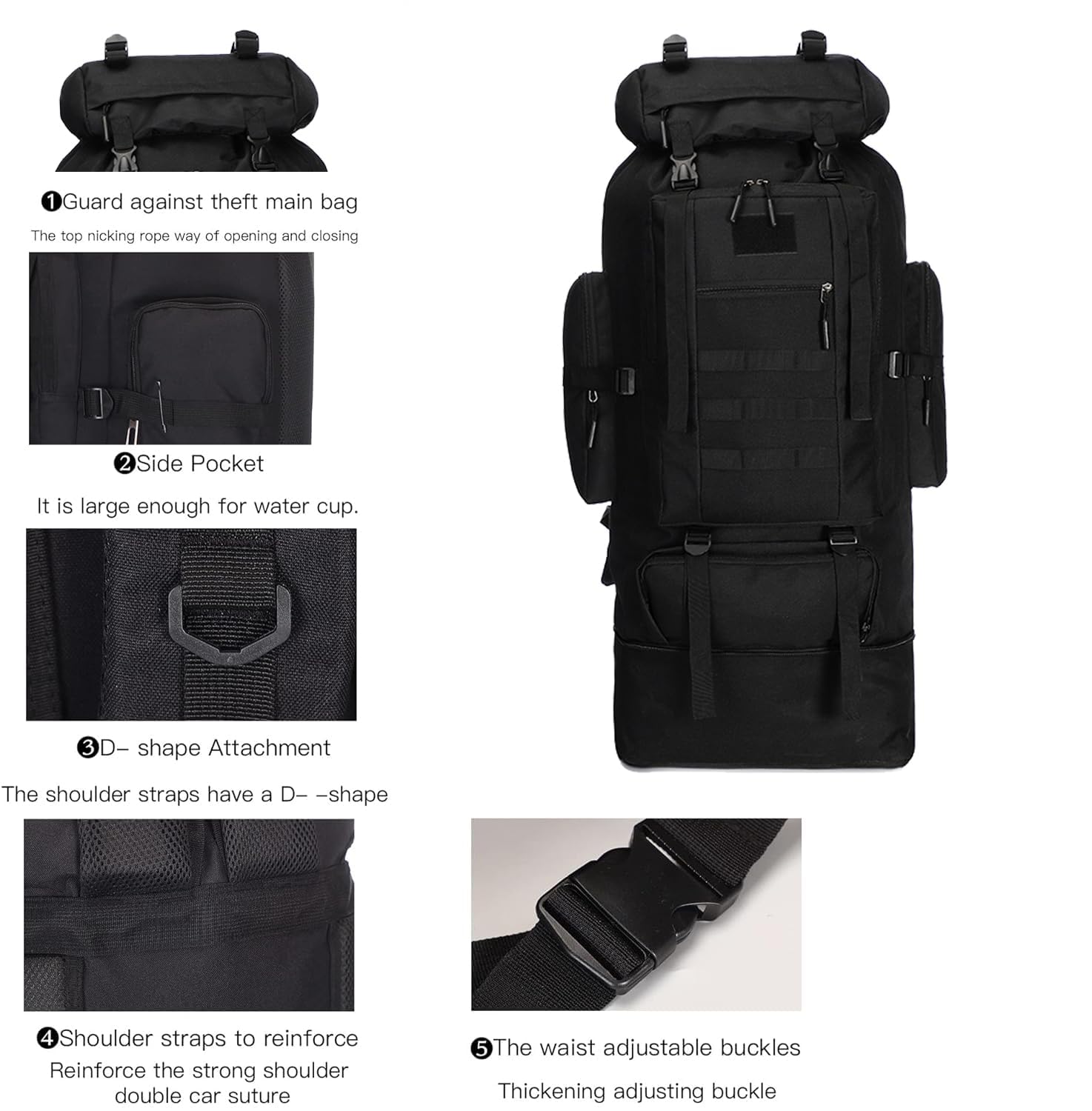 BRAVECOW 100L backpack MOLLE system allows extra pouches and gear.