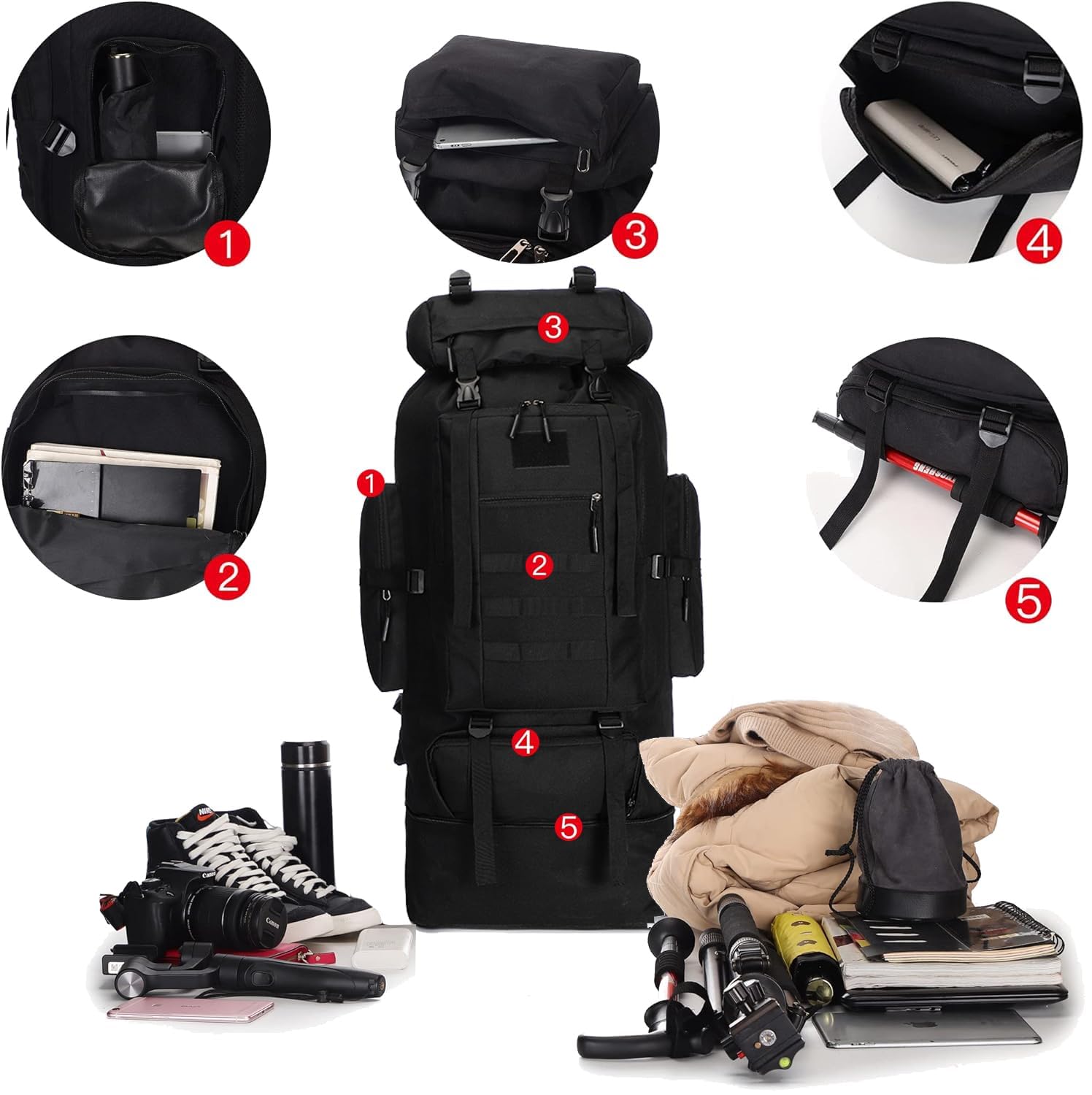 BRAVECOW 100L backpack suitable for camping, travel, climbing and outdoor sports.