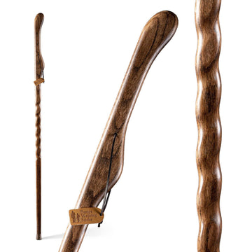 Brazos Hitchhiker Oak Walking Stick with twisted grain and handcrafted finish.