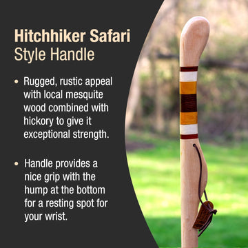Brazos mesquite-hickory wood walking stick handcrafted in the USA.