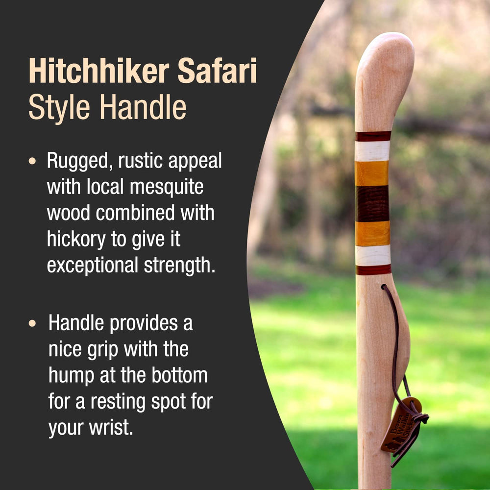 Brazos mesquite-hickory wood walking stick handcrafted in the USA.