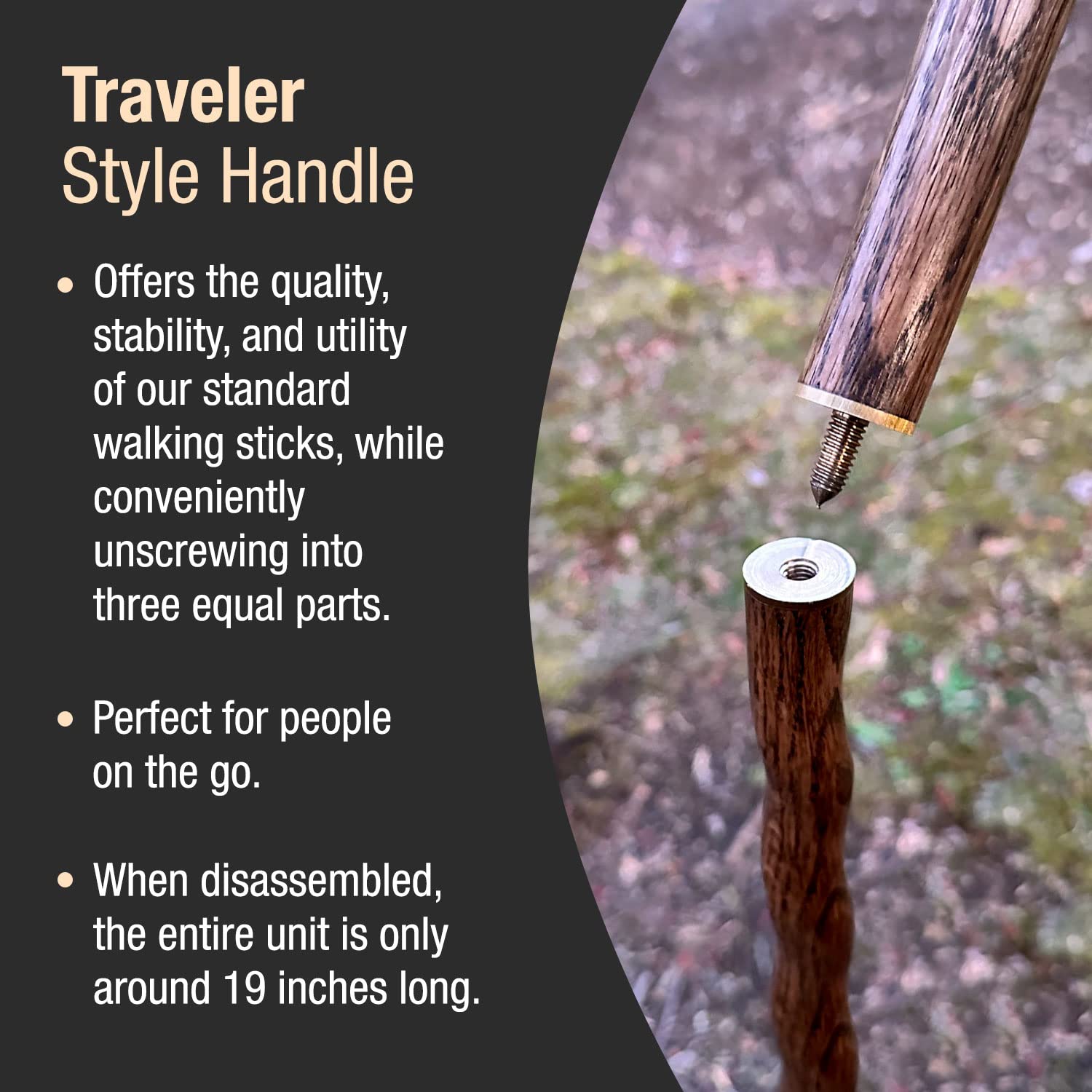 Brazos traveler stick with safety strap and traction tip for stability.