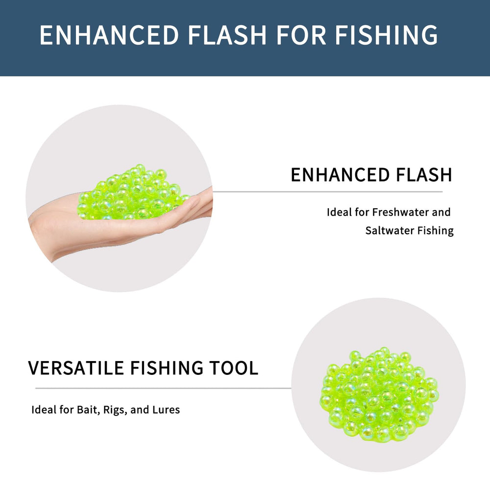 Holographic flash on BRBASAP fishing beads for fishing rigs