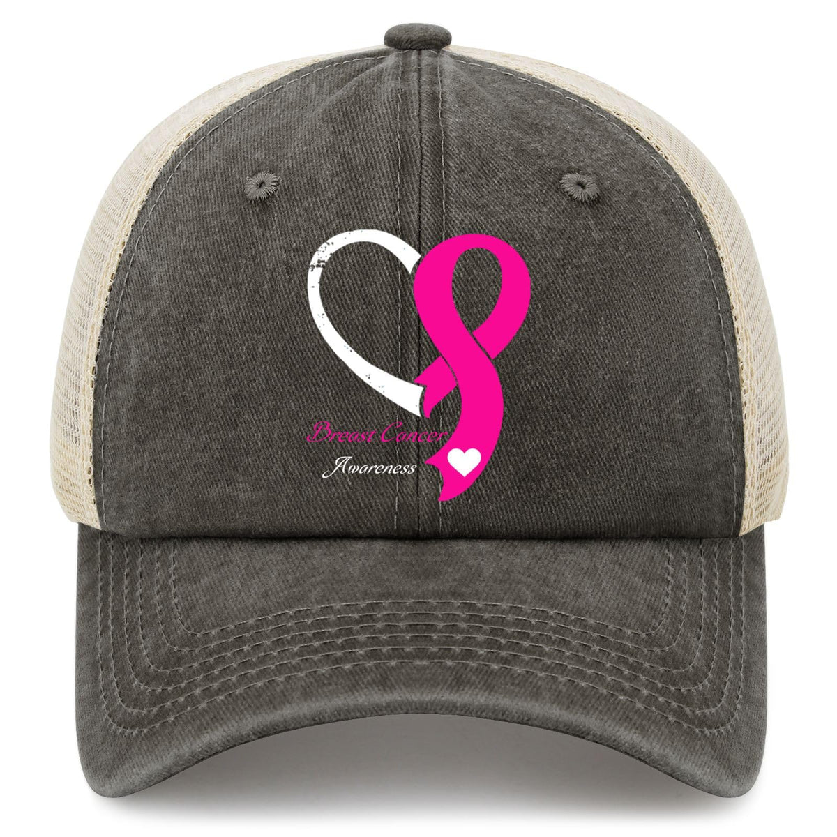 Front view of Breast Cancer Survivor Awareness Trucker Hat for women