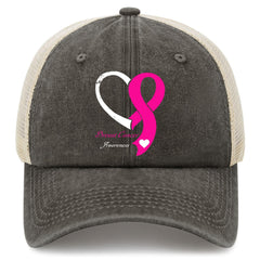 Front view of Breast Cancer Survivor Awareness Trucker Hat for women