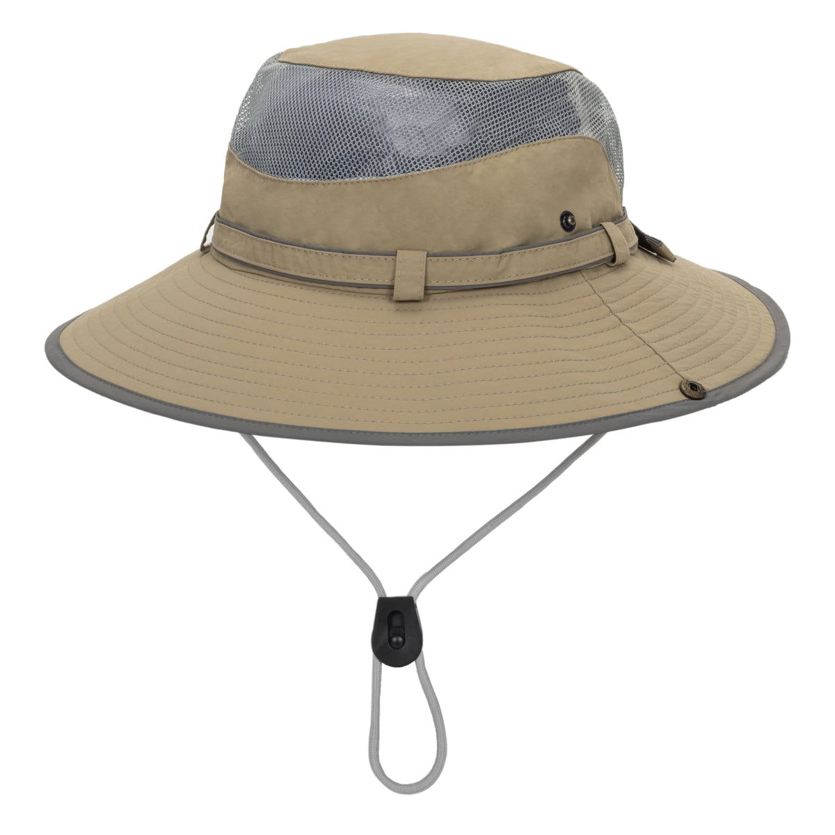 Breathable outdoor fishing hat in khaki, front view