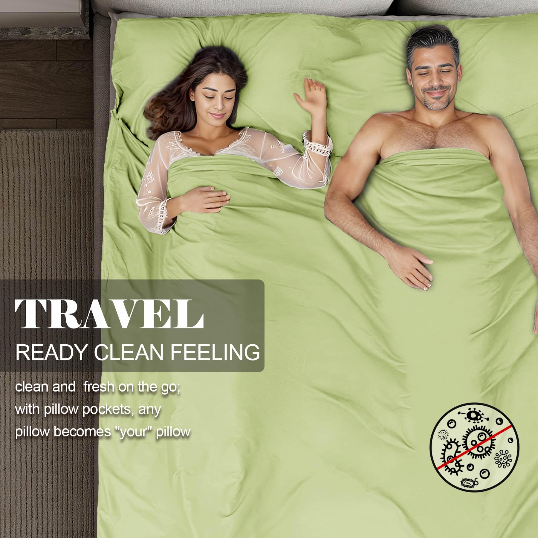 BREENHILL double sleeping bag liner buckle-top-opening enables easy entry.