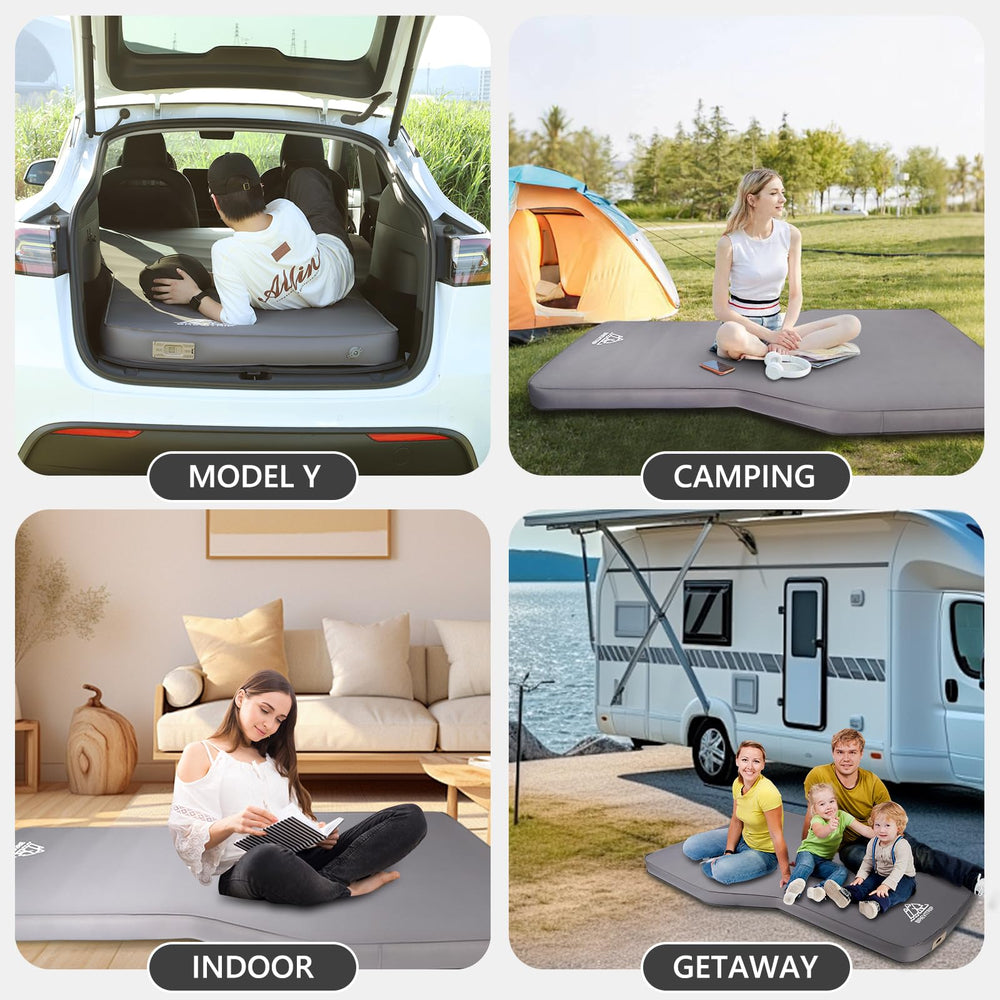 BREVITRIP Tesla Model Y mattress car-camping setup for versatile sleeping.