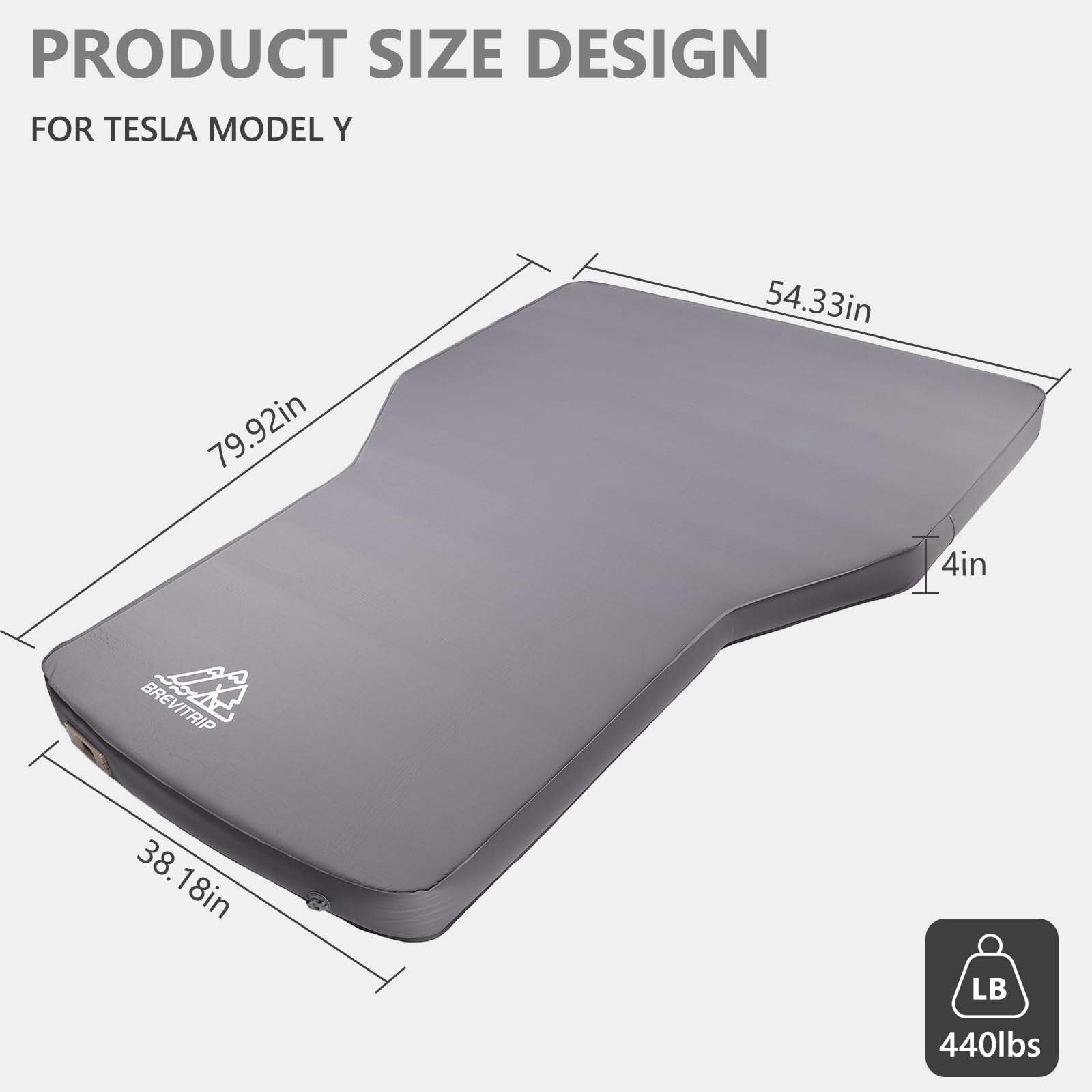 BREVITRIP Tesla Model Y mattress rapid-inflation view enables quick setup.