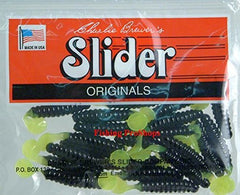 Brewers Crappie/Panfish Grub Sliders, 1.5-inch black/chart lure for panfish jigging