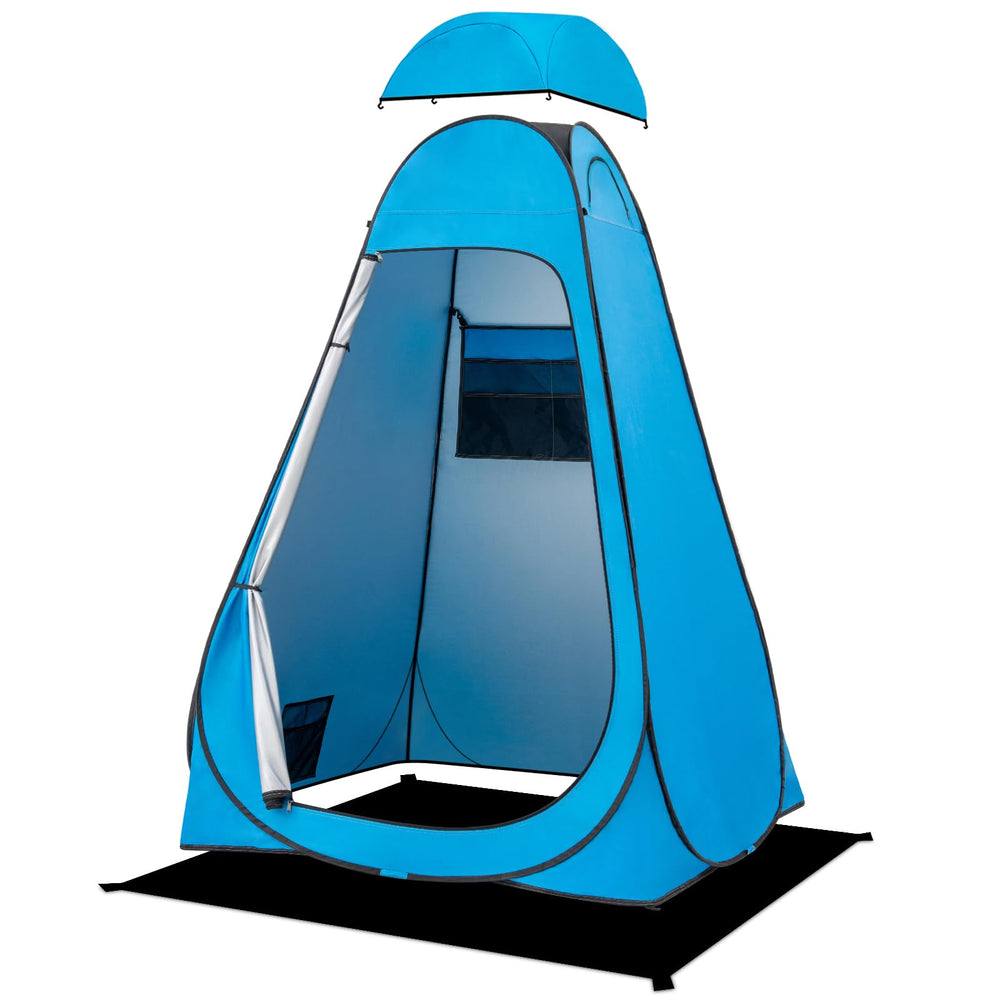 BRIAN & DANY pop-up shower tent front view highlights privacy and UV protection for outdoor use.