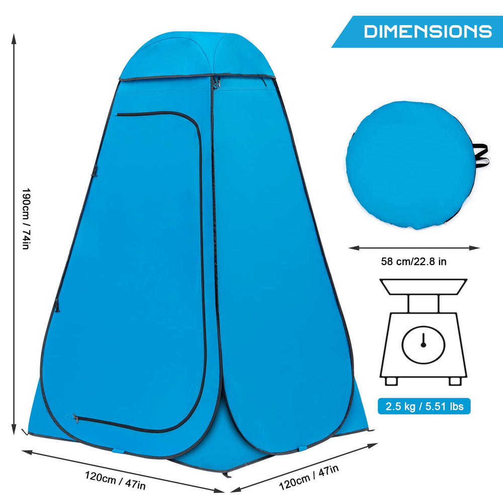 BRIAN & DANY pop-up shower tent setup in ten seconds ideal for quick camps.