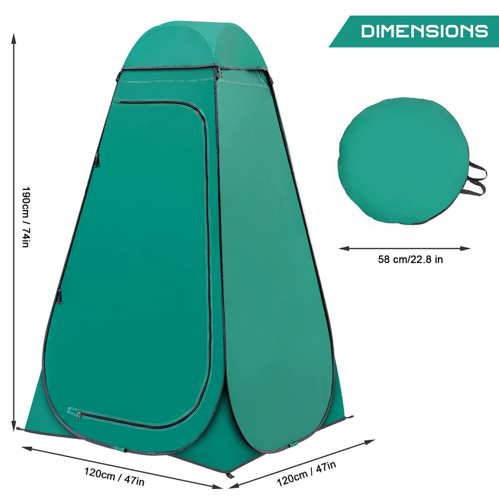 BRIAN & DANY pop-up shower tent setup demonstrates quick, tool-free assembly for outdoors.