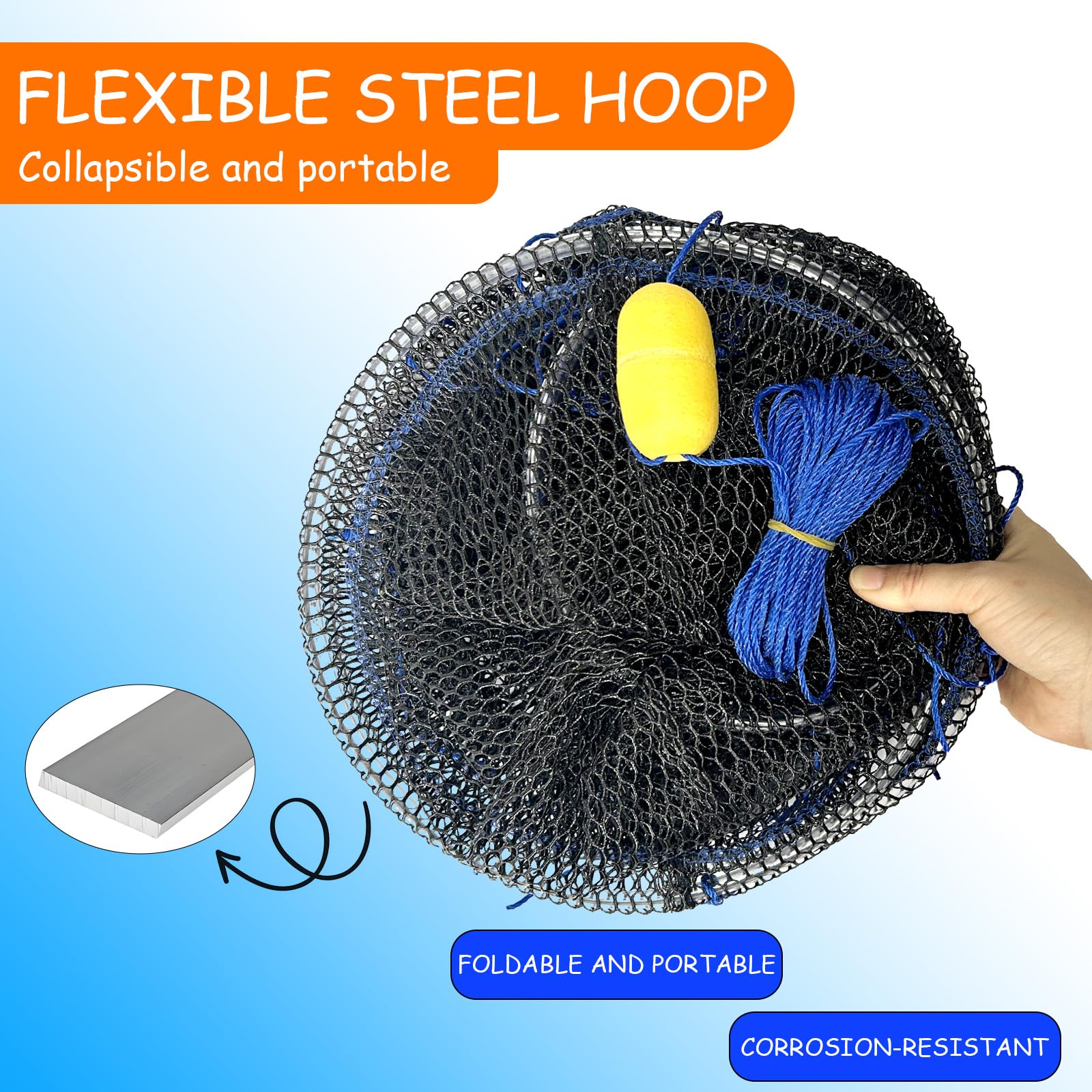 Bridge/pier fishing net with rope for pier use