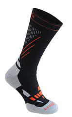 Bridgedale Nordic Race Merino Endurance sock boot-height view shows cushioning and secure fit.