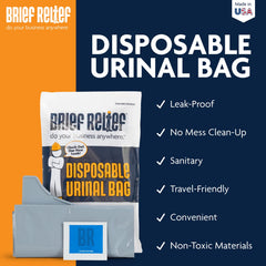 Brief Relief 100-pack packaging shown for on-site portability