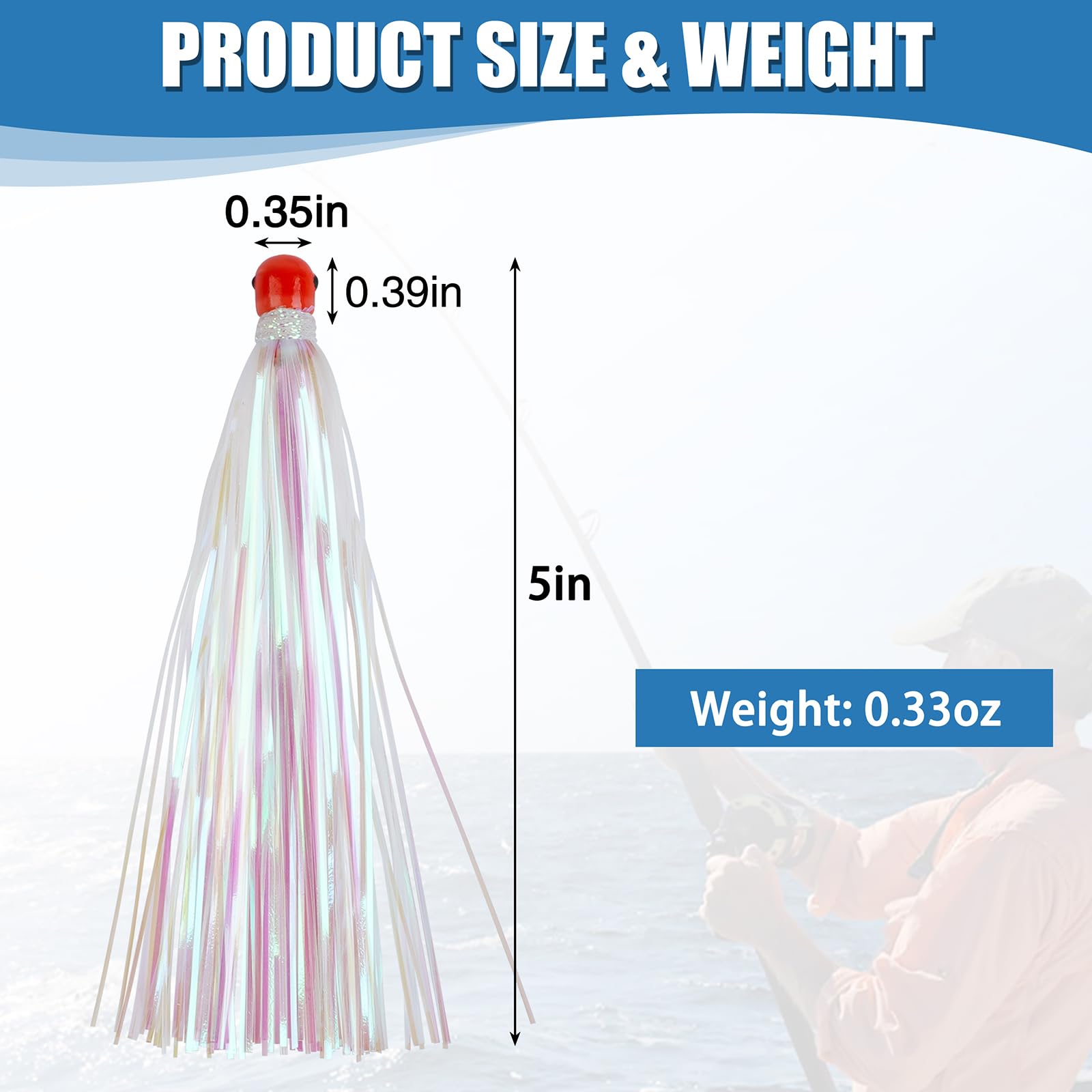 Trolling skirts in five bright colors: green, blue, purple, pink, white