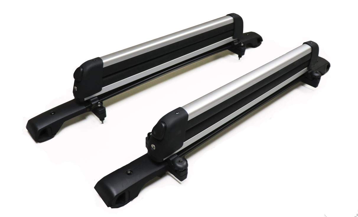 BRIGHTLINES crossbars and ski rack ready for six skis and four snowboards.