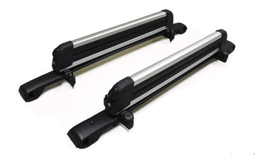 BRIGHTLINES crossbars and ski rack ready for six skis and four snowboards.