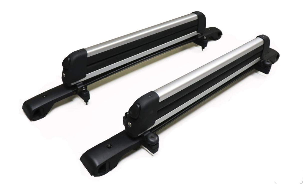 BRIGHTLINES crossbars and ski rack ready for six skis and four snowboards.