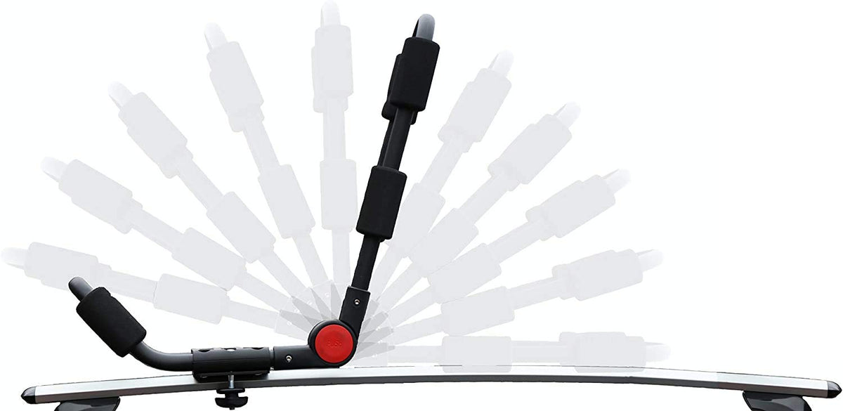 Brightlines folding kayak rack overhead clearance view for easy roof storage.
