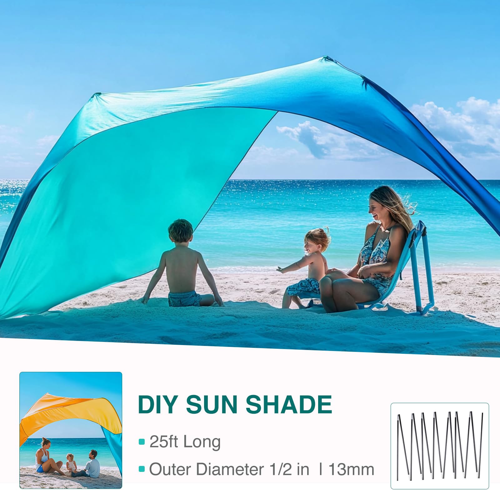 BRILLIANCE4U 13mm OD pole offers stable canopy in breezy conditions.
