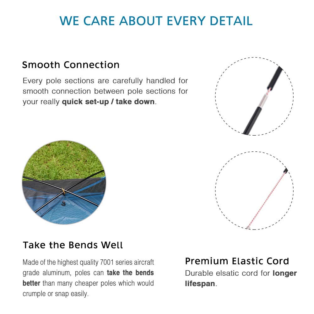 BRILLIANCE4U pre-assembled tent poles ready for quick setup