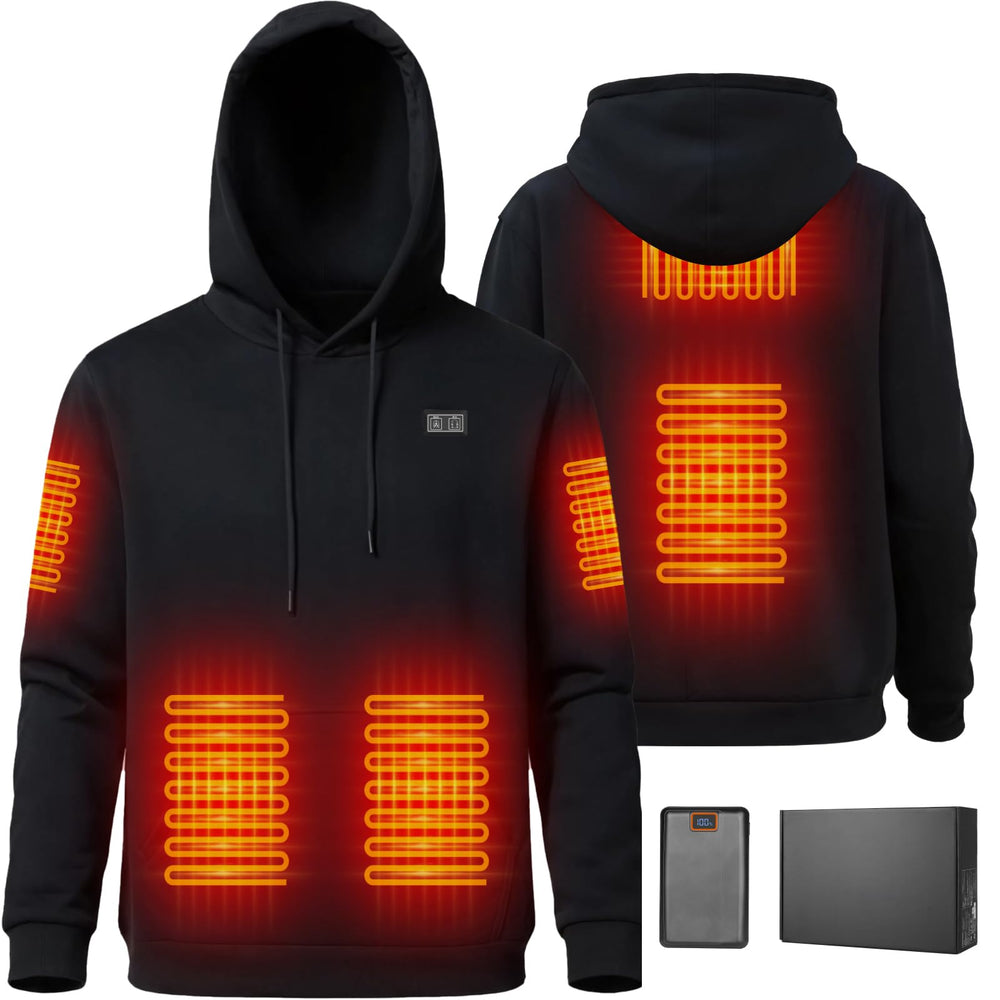 Brimekey heated hoodie front view shows fleece lining for all-day warmth