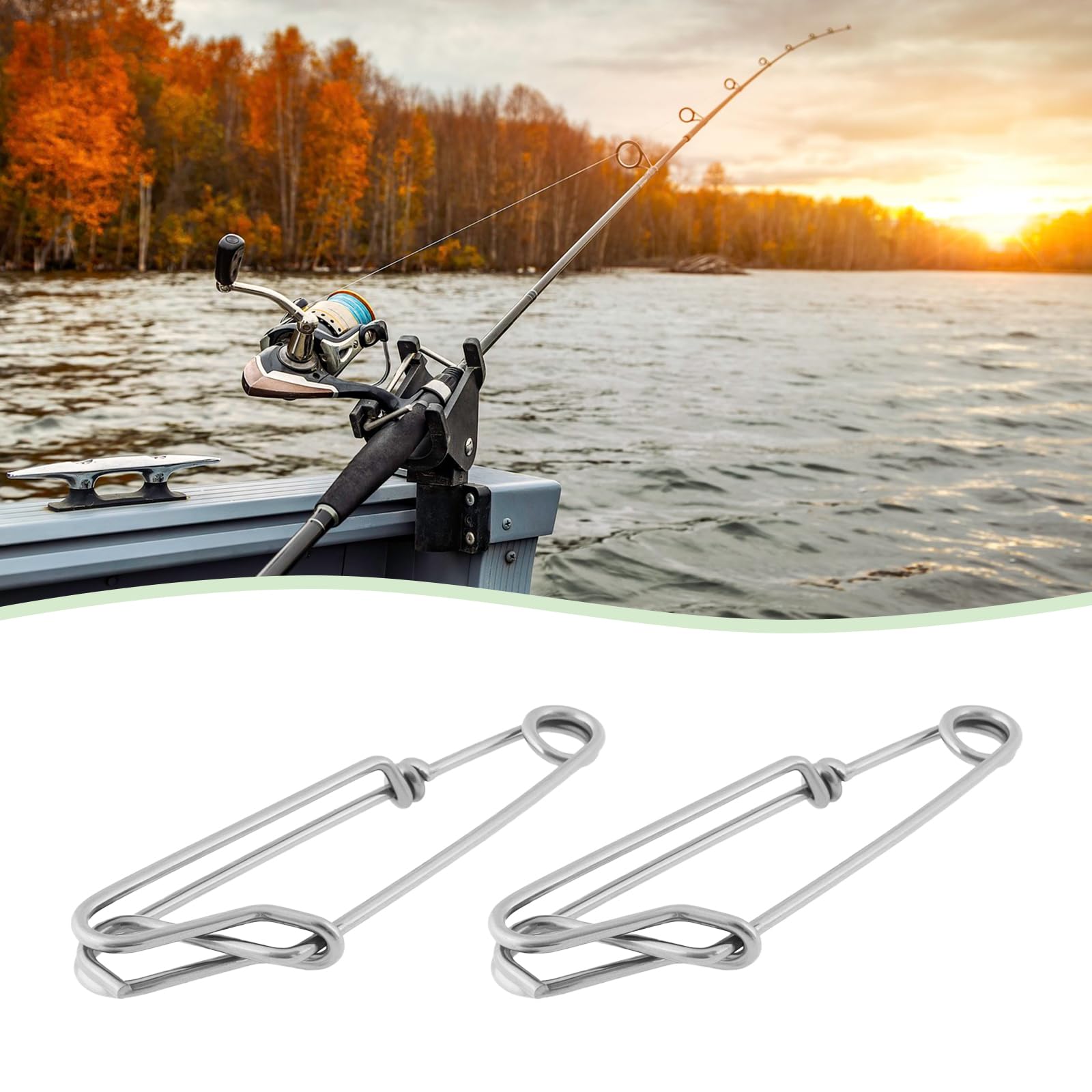 Close up of Briny River 2x80mm stainless steel long line clip