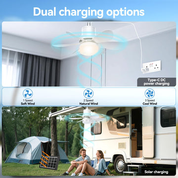 Brioeua solar 13000mAh battery powers longer cooling and lighting