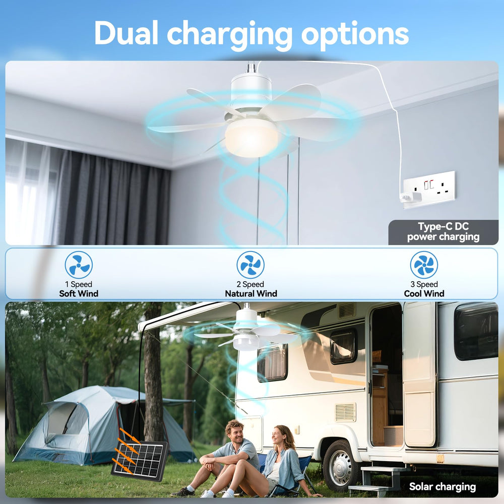 Brioeua solar 13000mAh battery powers longer cooling and lighting
