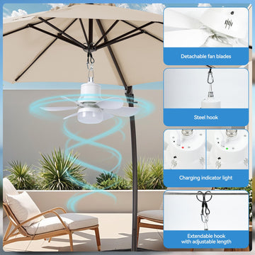 Brioeua solar fan light used in tent for quiet evenings