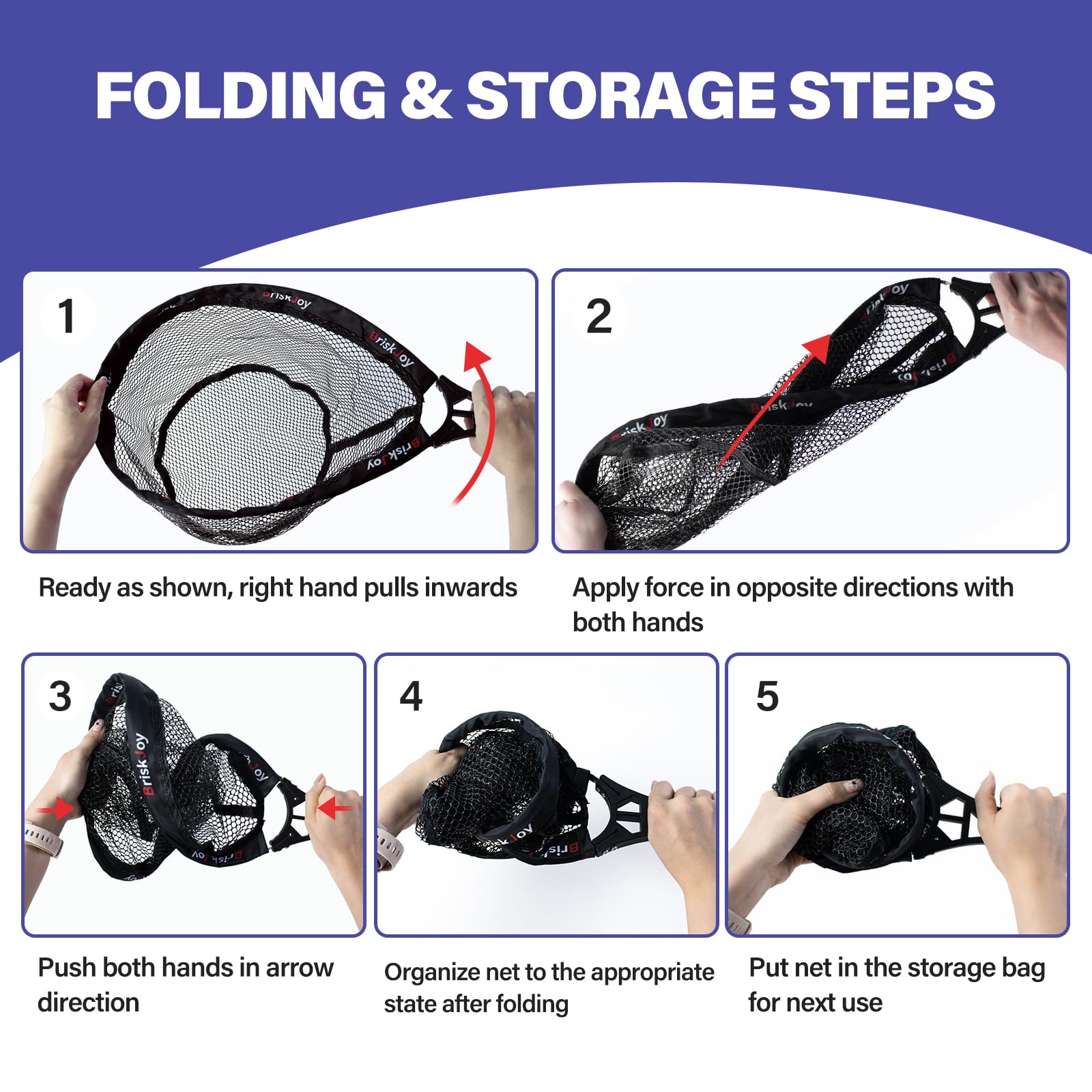 Complete fishing kit: rubber-coated trout net, storage bag, lanyard