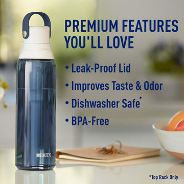 Brita activated carbon filter close-up highlighting chlorine taste reduction.