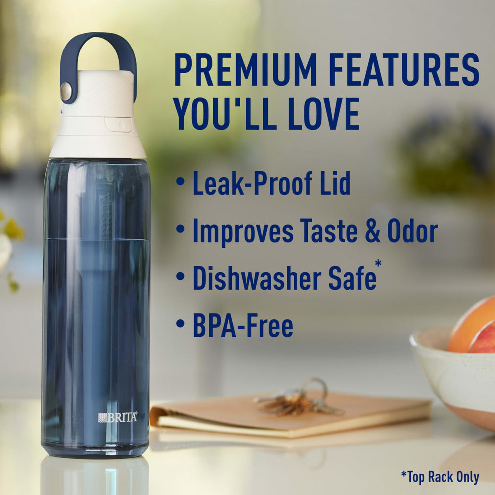 Brita activated carbon filter close-up highlighting chlorine taste reduction.