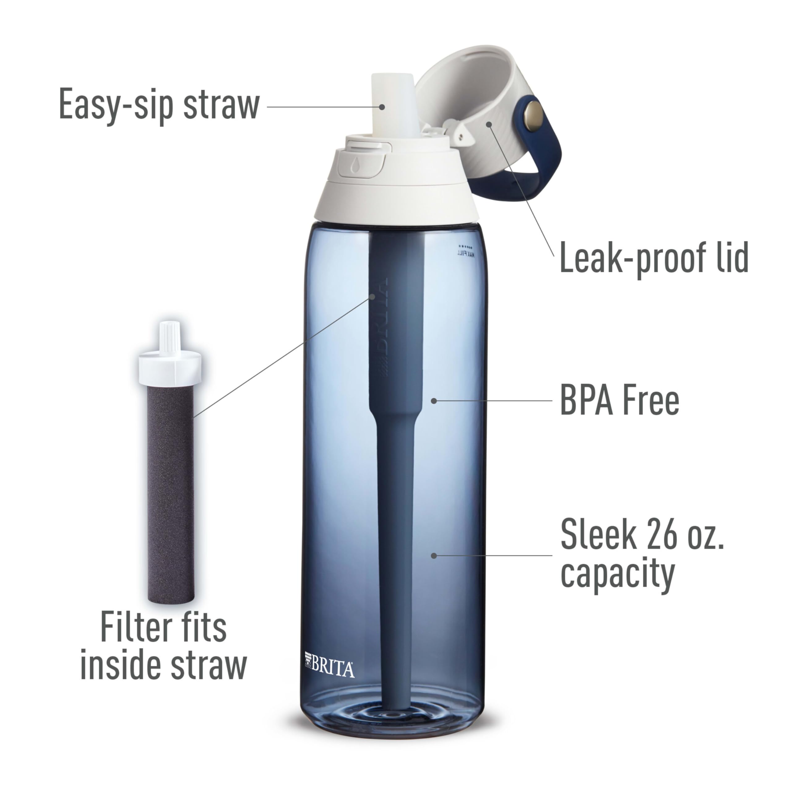 Brita Night Sky top-rack safe bottle for easy cleaning.