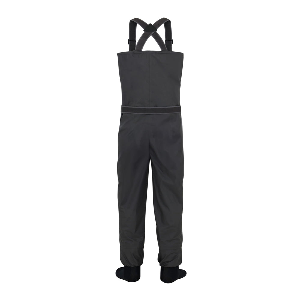 BRIVER chest wader with anatomical neoprene booties provides precise left-right fit.
