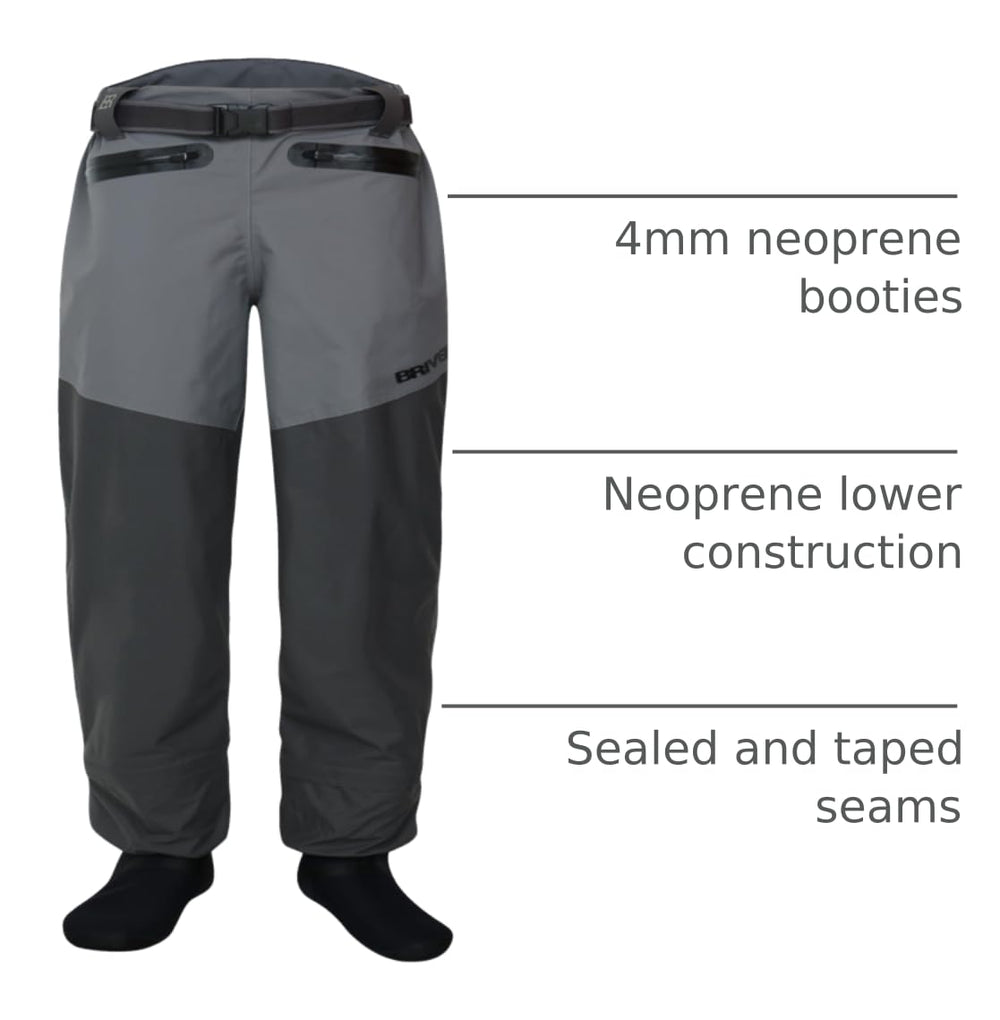 BRIVER MAX Comfort stockingfoot booties 4mm neoprene right and left boots for precise fit.