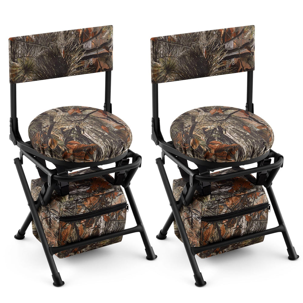 Briwooody 2-set swivel chairs folded for compact transport.