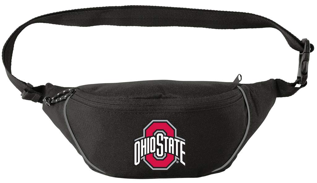 Broad Bay OSU waist pack front view with dual zip compartments for hands-free travel