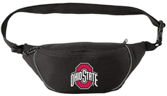 Broad Bay OSU waist pack front view with dual zip compartments for hands-free travel