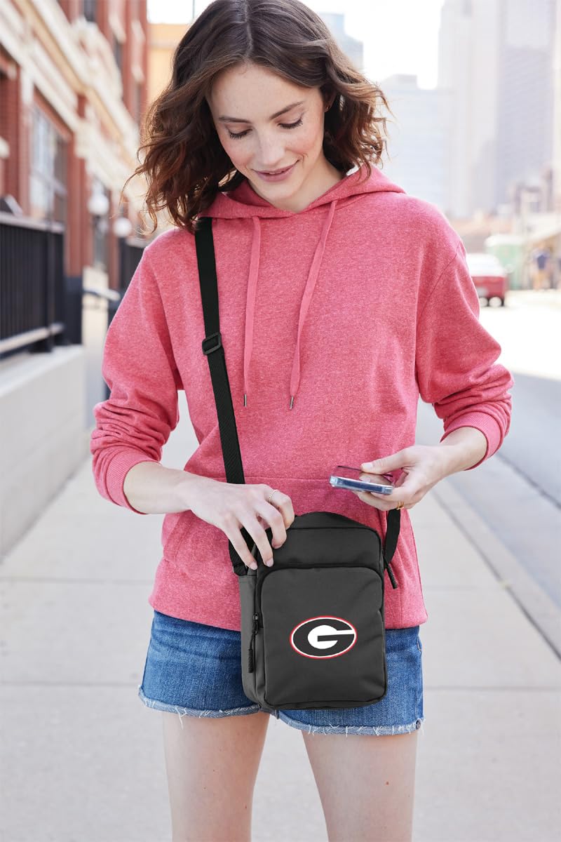 Broad Bay UGA crossbody bag back view, compact and hands-free.