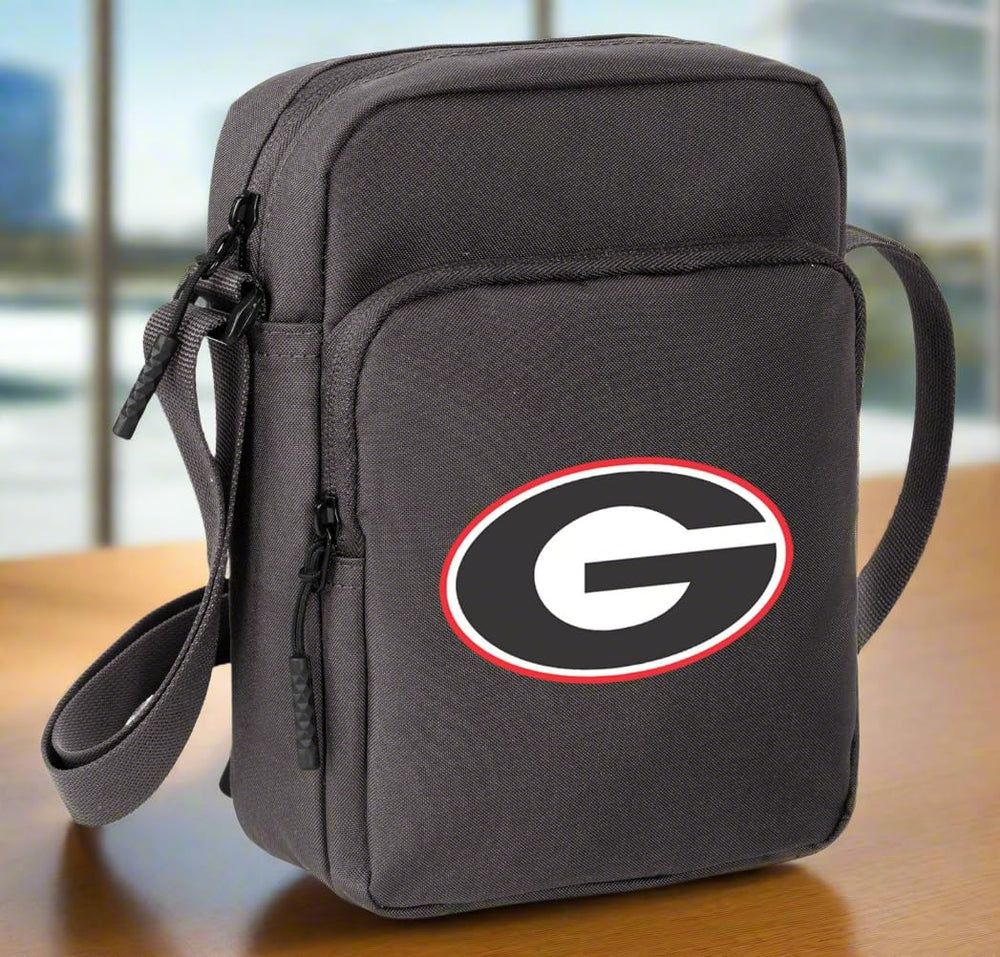 Broad Bay UGA crossbody bag logo detail, authentic Georgia Bulldogs branding.