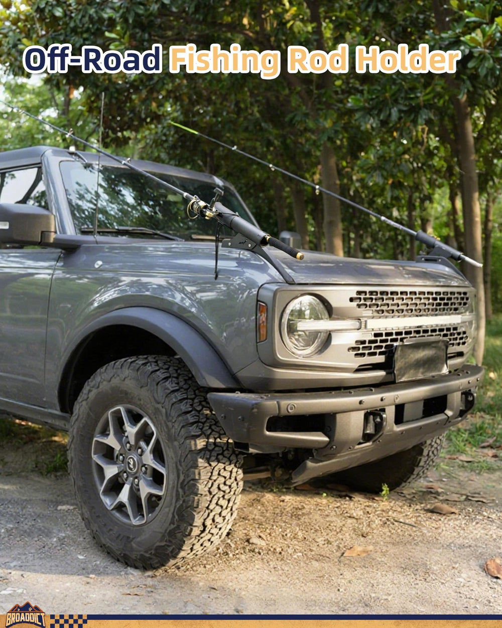 Broaddict off-road rod holder ambidextrous setup enabling quick side swap.