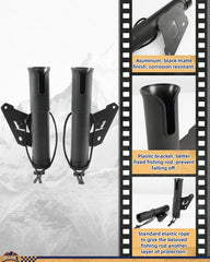 Broaddict off-road rod holder with hood-access design allows full hood opening.