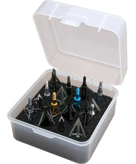 Close-up of clear-view lid on BH16 Broadhead Box