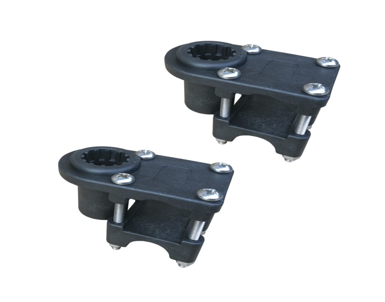 Brocraft rod holder on 1-1/4 inch square rail for secure rod positioning.